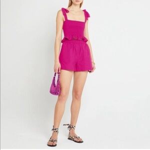 Revolve Kourt Linen Juniper Two Piece Set in Hot Pink Medium NWT